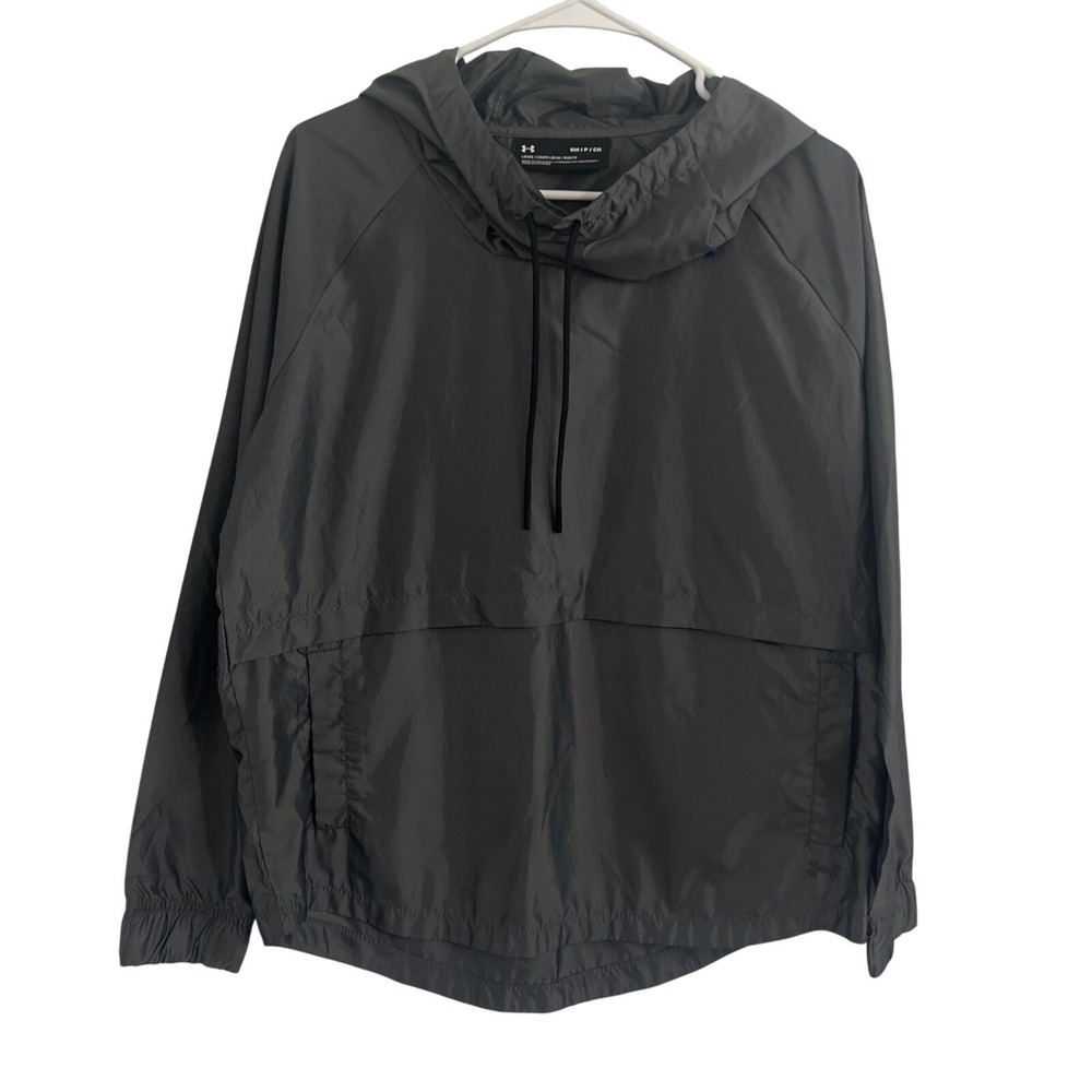 Under‎ Armour Men Loose Fit Hooded Pullover Anorak Jacket Size Small Gray